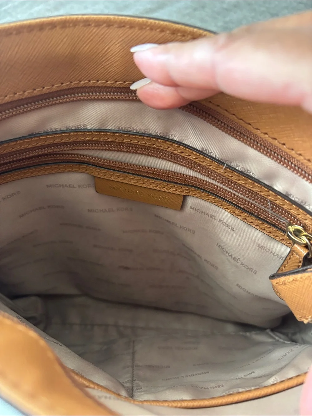 Michael Kors Signature Canvas Crossbody in White and Tan